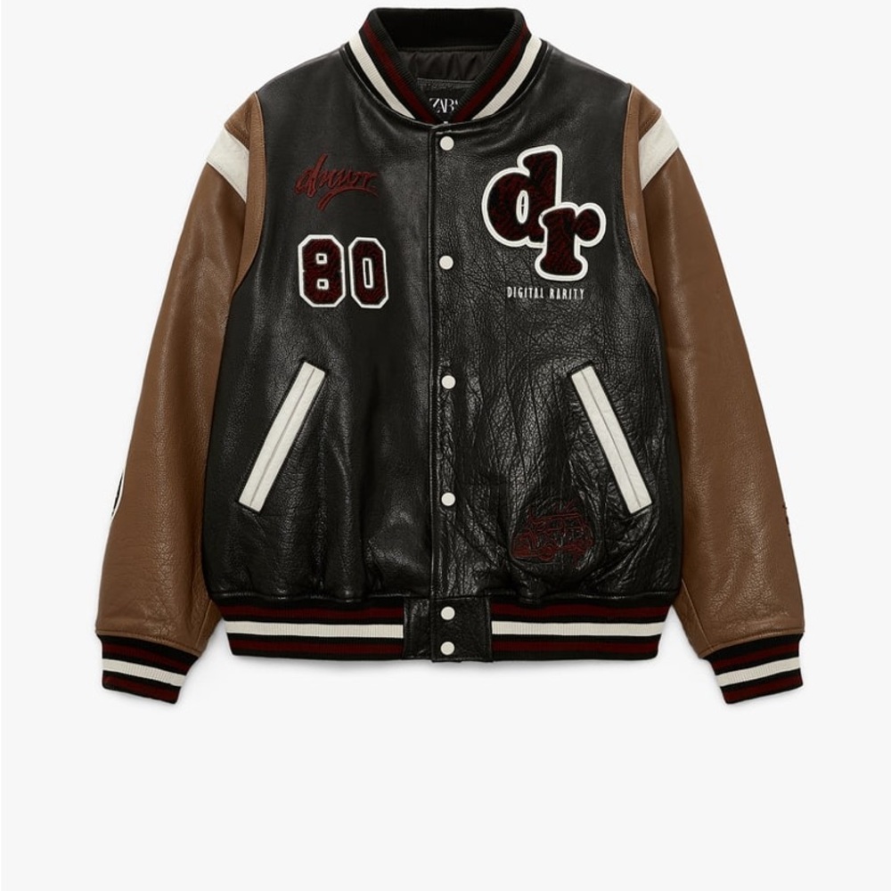 Man Black and Brown Varsity Jacket
